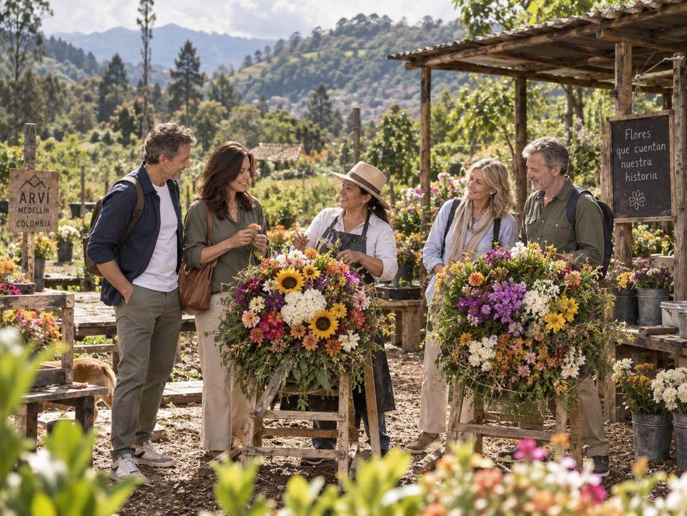 A silletera flower farm above Medellín near Parque Arví